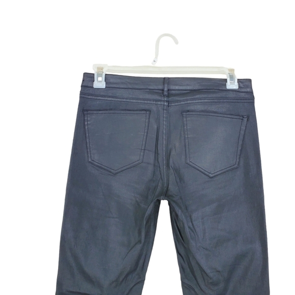 Madewell Coated Black Moto Jeans Zip Ankles Pocket Skinny Womens 29 (33x28) - Picture 6 of 10